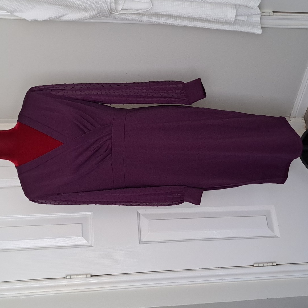 Grace Karin Elegant Purple Long Sleeve Dress. Perfect For Work.